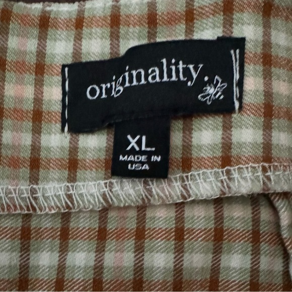 🍃NWT Originality Beige & Brown Gingham Mini Skirt Size XL Made in the USA - Picture 3 of 8